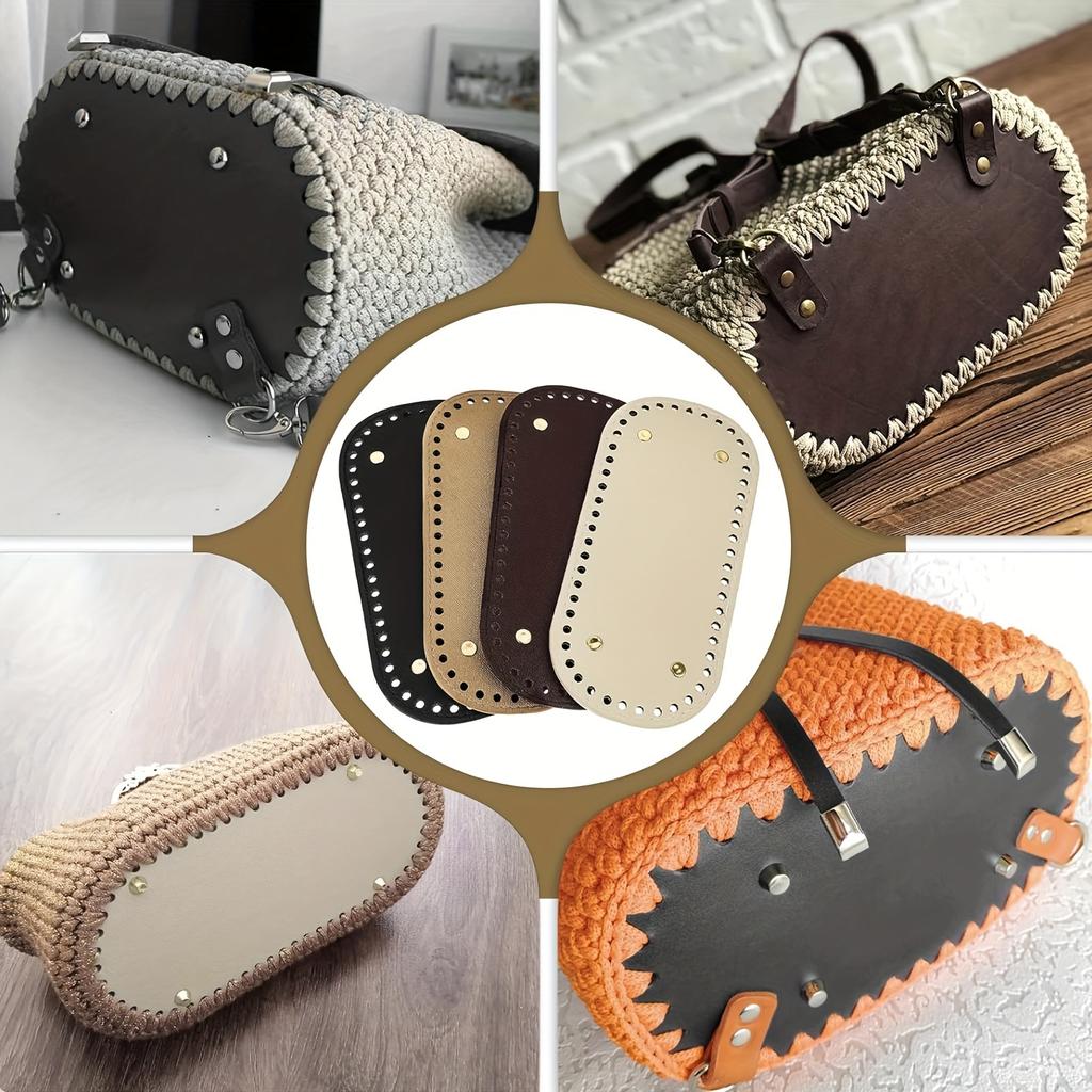 4 szt. Owalne dna do torebki szydełkowej - Solidna konstrukcja - Kształtki do torebki na ramię DIY do projektów rzemieślniczych, Kreatywne rękodzieło | Wzorzyste dna