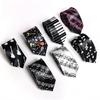 Classic Musical Notes Printed Tie Silky Narrow Neckties Slim Smooth Piano Guitar Necktie Simple Elegant Trendy Unisex Ties Gift