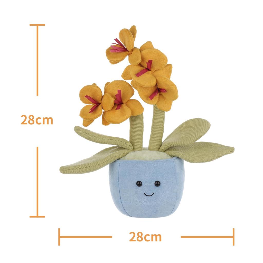Apricot Lamb Yellow Potted Butterfly Orchid Plush Toy for Children, Soft and Cute, Fluffy Yellow Potted Butterfly Orchid for Girls and Boys, 28cm