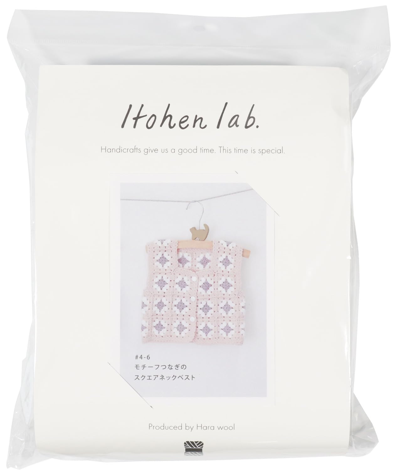 

Набор для вязания из необработанной шерсти Жилет с квадратным вырезом #4-6 (детский размер)