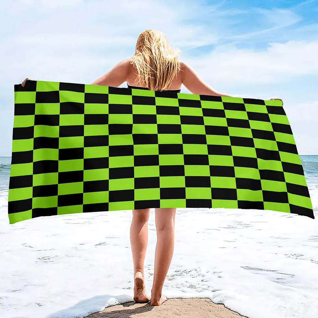 Checkerboard Print Beach Towel - Soft Absorbent Towel for Modern Style, Unique Design for Everyday Use and Comfort