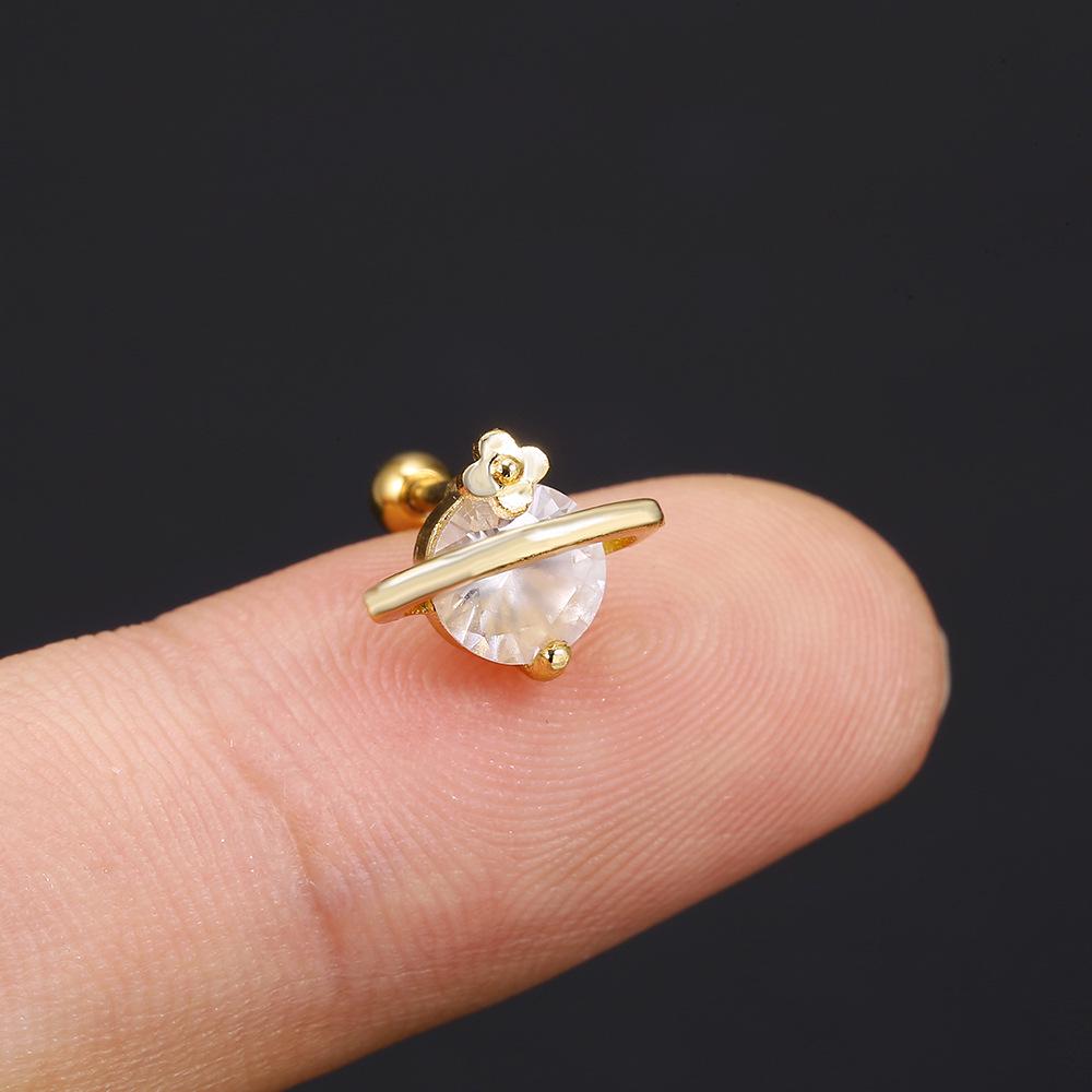 

Позолоченные креативные серьги-винты с микроинкрустацией цирконием