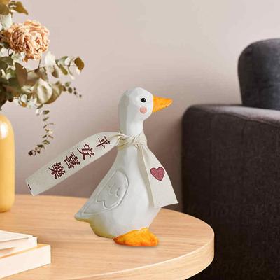 Cute Blessed Duck Figurine Resin Figure Statue Sculpture Decorative Ornament for Bookshelf Tabletop