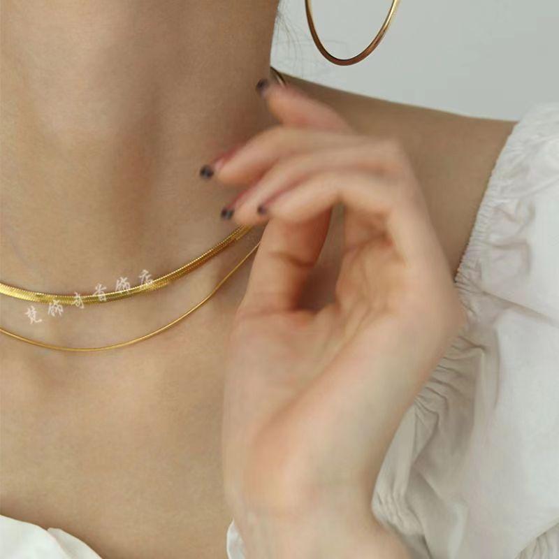 High Sense Necklace Niche No Pendant Snake Bone Chain Thin Neck Chain Bare Chain Accessories Trendy Internet Celebrity Collar Collarbone Chain Women
