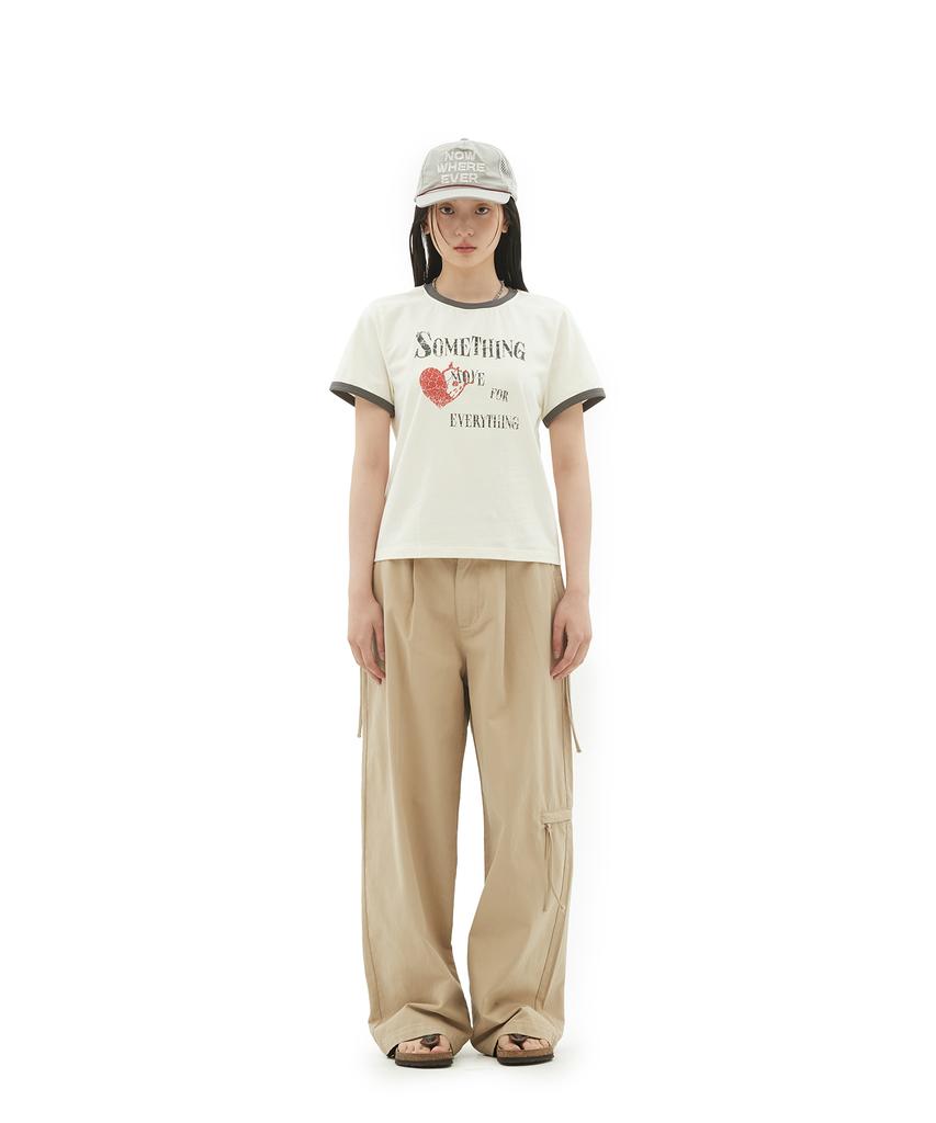 Depeugameoncheu Something Heart Ringer T-Shirts [Ivory]