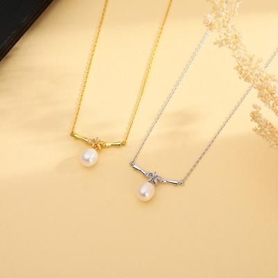 Bamboo Joint Pearl Necklace, Temperament Goddess, Versatile, Sweet, Artistic Style, High-end Clavicle Chain