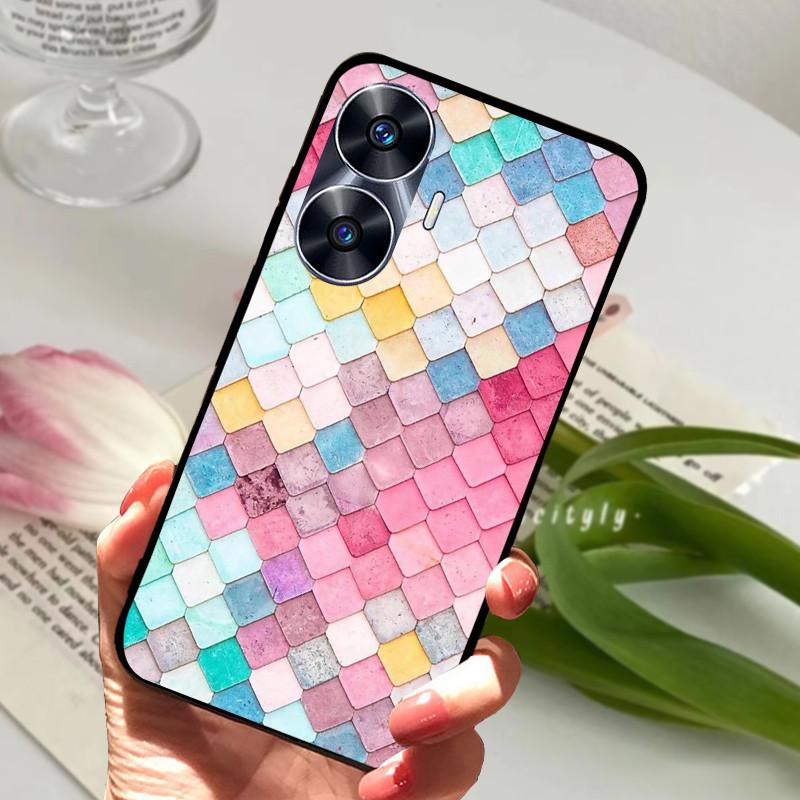 For Realme C55 Case Cool Black Soft Silicone TPU Bumper Protective Phone Case For OPPO Realme C55 C 55 Cover Fundas Shell Coque