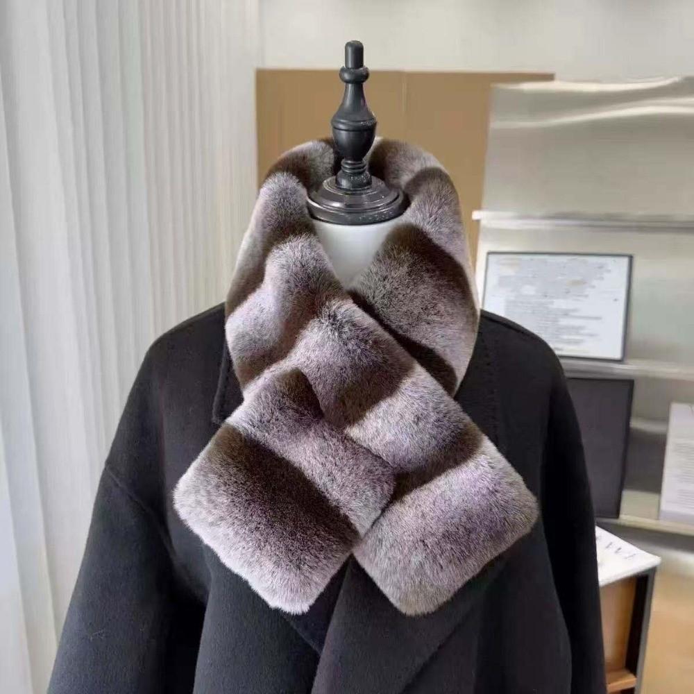 Thick Plush Cross Scarf Thermal Fluffy Muffler Double Sided Stole Faux Fur Collar Office Workers