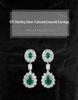 Elegant Oval Water Drop Emerald Earrings in 925 Sterling Silver