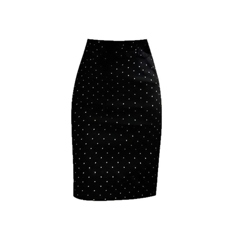 Women s French Style Black Polka Dot Skirt: Autumn-Winter Fashion, Slimming Waist, Hip-Hugging, High-End Short Skirt. Small чёрный