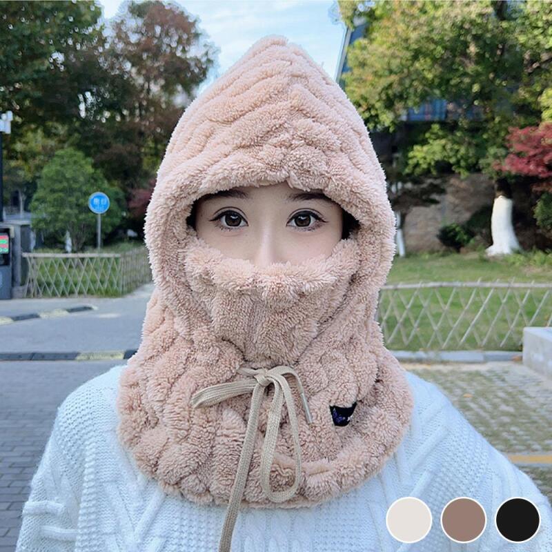 Women's Casual Soft Drawstring Scarf Hat