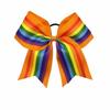 Trendy Rainbow Ribbed Bow Hair Clips & Rubber Band Sets for Kids