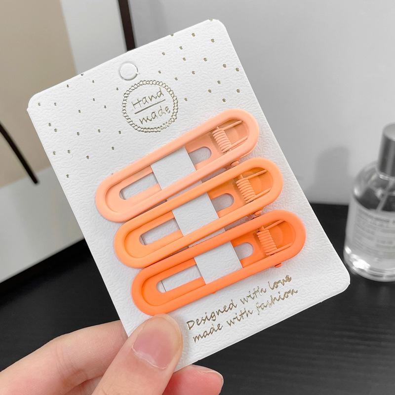 Épingles à cheveux simples givrées pour filles, 3 pièces, pinces à cheveux carrées, ovales, Triangle, pour enfants, épingles à cheveux, cliquez sur clac