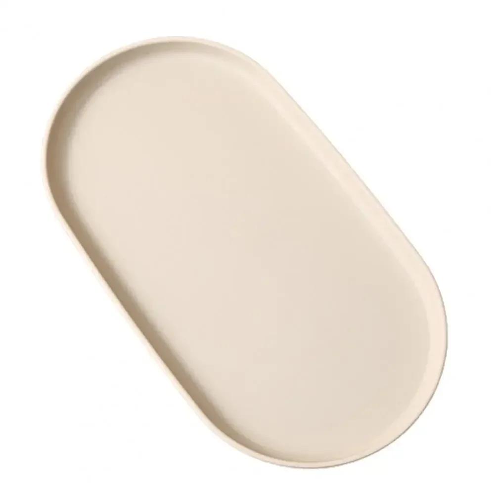 Nordic Style Simple Oval Solid Color Thickened Food Grade PP Material Meal Tray Home Living Room Snacks Multifunctional Plates