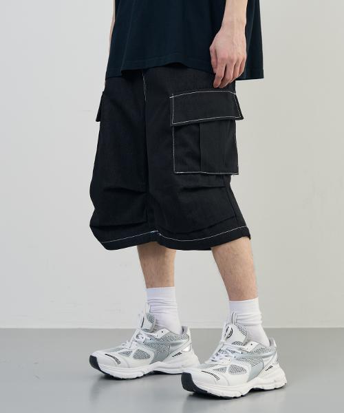 ARRAYED Parachute Bermuda Cotton Cargo Pants [Beige]