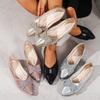 35-43 Women Shoes Flat Heel Wedding Party Shoes Pointed Toe Office Lady Shoes Pearls Crystal Diamonds Decoration
