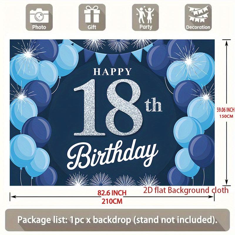 1pc Birthday 18th Gift Box Photo Booth Hanging Banner Blue Polyester