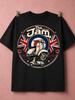 Unisexs Tshirt The Jam Mod Scooter Tshirt Union Jack Roundel And Vintage Vespa Style British Rock Music Retro Badge Graphic