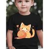 Europäische Größen Jungen Kurzarm Frühling, Sommer, Herbst Niedlich Orange Katze Cartoon Druck Rundhals Freizeit T-Shirt