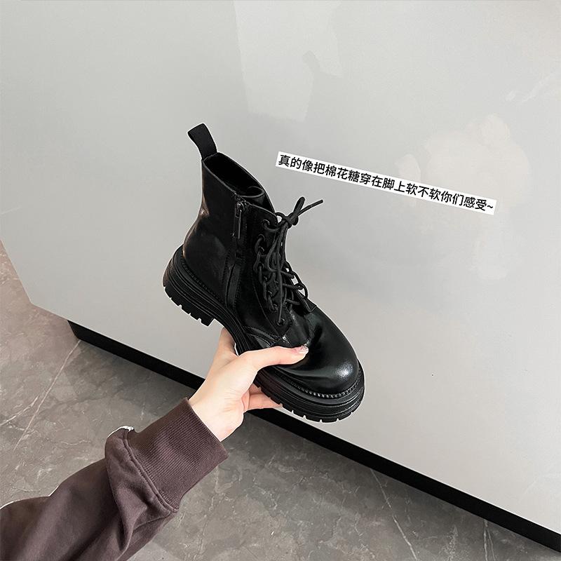 Da Mimi Same Sheepskin Version~ British Style Thick-soled Martin Boots Women's 2025 Autumn New Product Height-increasing Versatile Short Boots