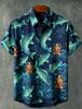 Chinese Dragon Print Short Sleeve Casual Button-Up Shirt
