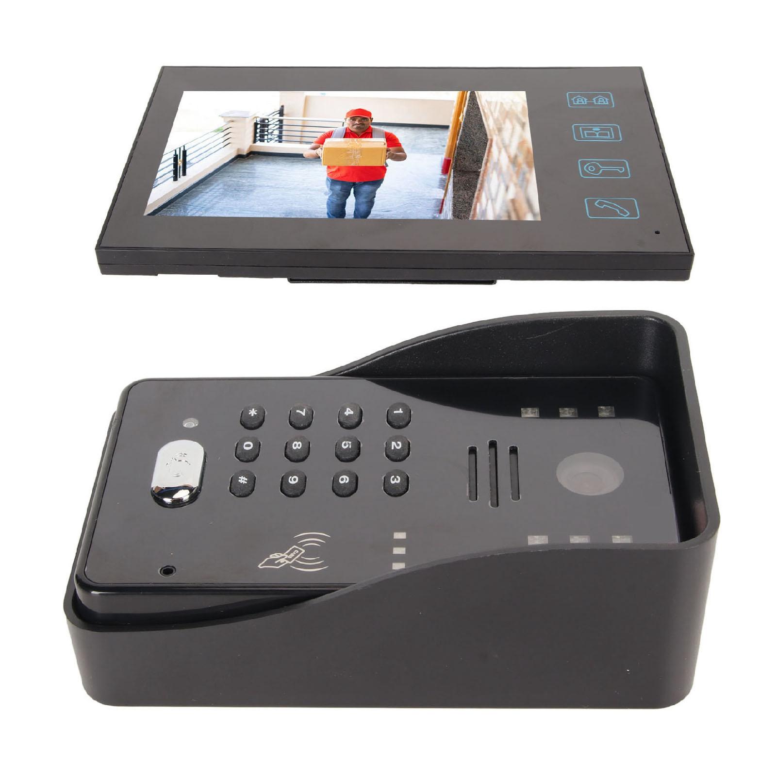 

Видеодомофон 7-дюймовый TFT-экран RFID Пароль ИК-подсветка 1000 ТВ линий Проводная система интеркома Разъем UK Plug