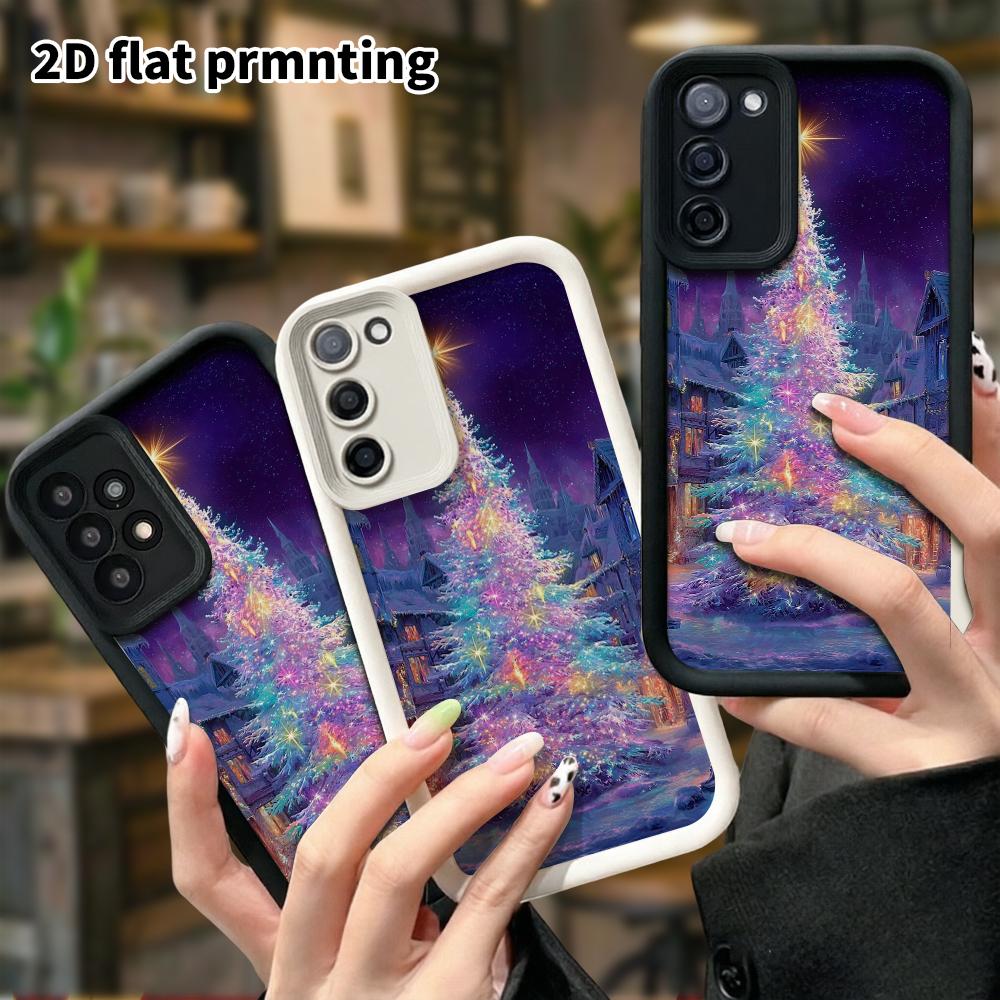 Phone Case: 2D Flat Samsung Galaxy A34 A35 M05 M06 S20 S22 S21 FE Plus 5G Tiered Protective Case, Snowy Small Town, Christmas and Halloween Gifts