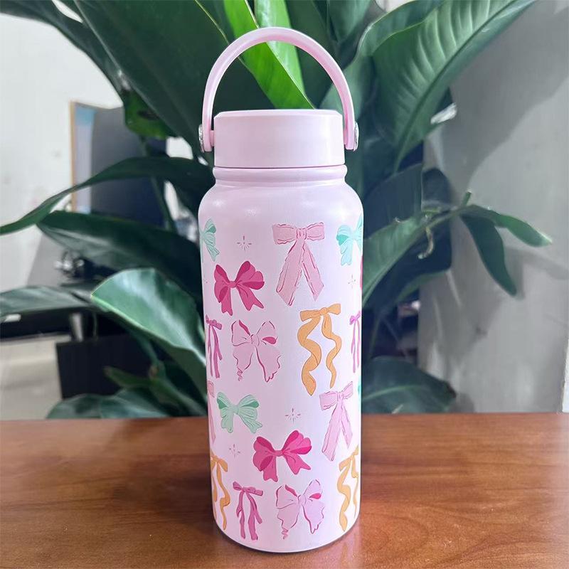 Insulated Water Bottle Floral Printed Stainless Steel Leak Proof Reusable for Office Women Girls Daily Drinking