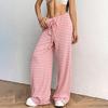 Dámské kalhoty Ležérní kalhoty se širokými nohavicemi Elastický pas Nastavitelná stahovací šňůrka Pruhovaný design Volný střih Kalhoty pro každodenní nošení
