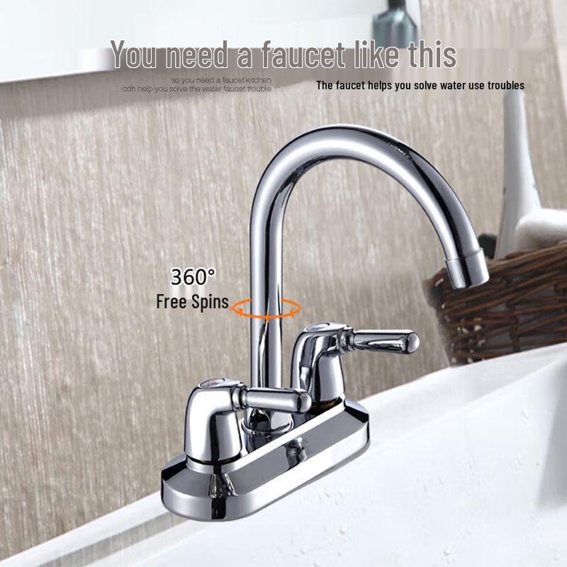 Lixin Qiujing Double Handle 3-Hole Bathroom Basin Faucet
