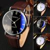 Men Roman Numerals Blu-Ray Faux Leather Band Quartz Analog Business Wrist Watch