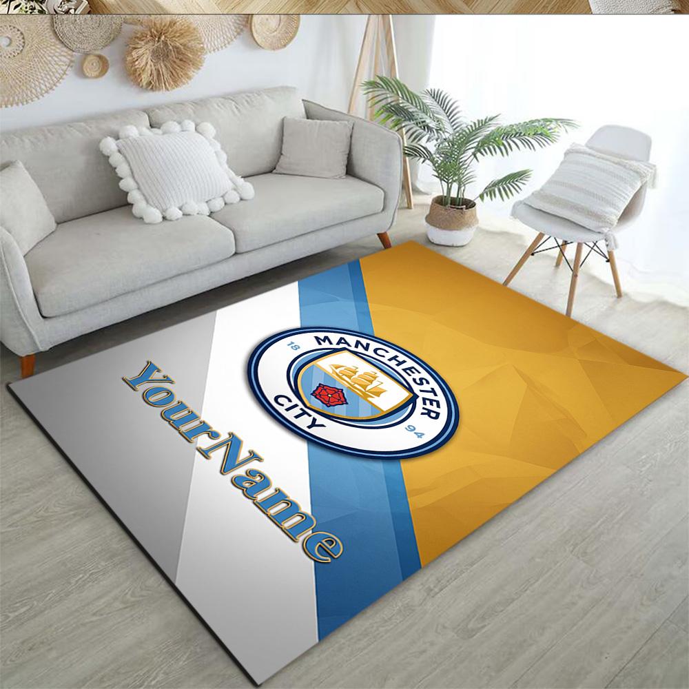 Manchester City Customized Name Area Rug Perfect for Entryway Hallway Decorate room Playrooms Anti-slip Rug Anime Office Decor Birthday/Christmas Gift
