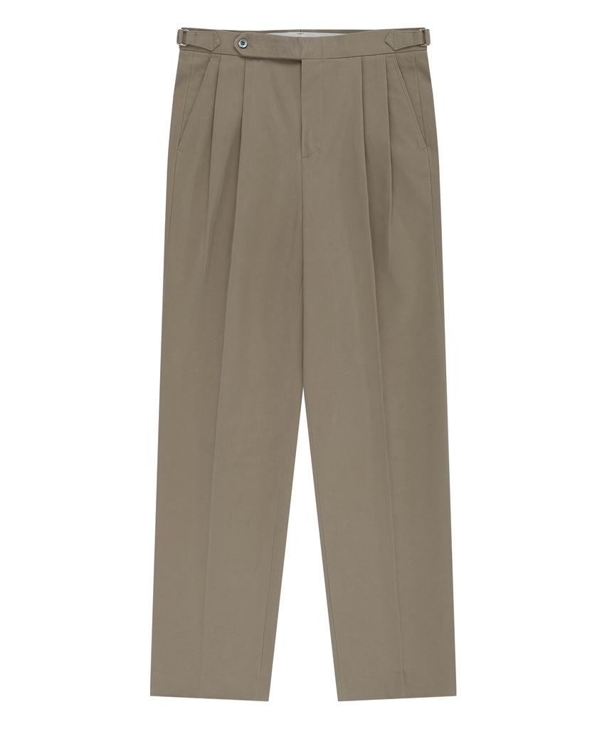 BELLIEF Essential Gaberdine Heavy Double-Pleated Relaxed Chino (Beige)