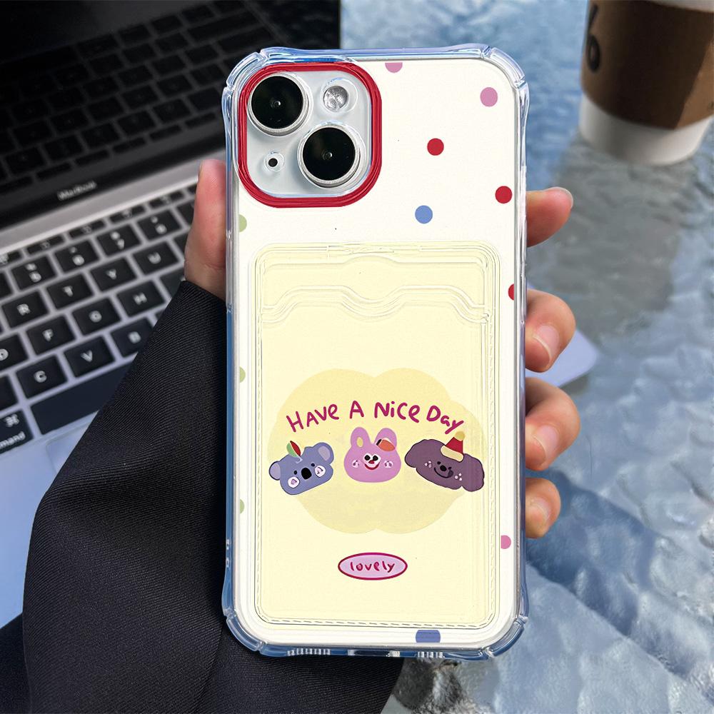 Pouzdro na telefon na kartu pro iPhone 11 13 XR 15 14 Pro Max iPhone 12 16 7 8 Plus XS Max Samsung S24 S23 A15 A55 A05 A54 Redmi 12 13C 13 9 Cartoon Protection
