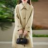 100% Wool Women Coat TIDENOVEL Autumn Wool Long Coat Handmade Pea Coat Winter Warm Wool Long Jacket Overcoat