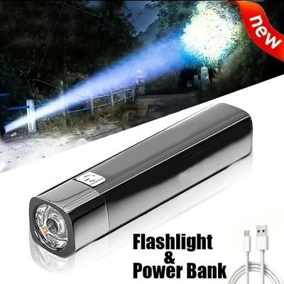 Compact Ultra Bright Portable Flashlight & Power Bank USB Rechargeable Torch Tactical Lantern Ultra Powerful Flashlight Outdoor
