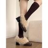 Queen Fan retro thick heel velvet small leather shoes women's winter heightening warm wool cotton shoes