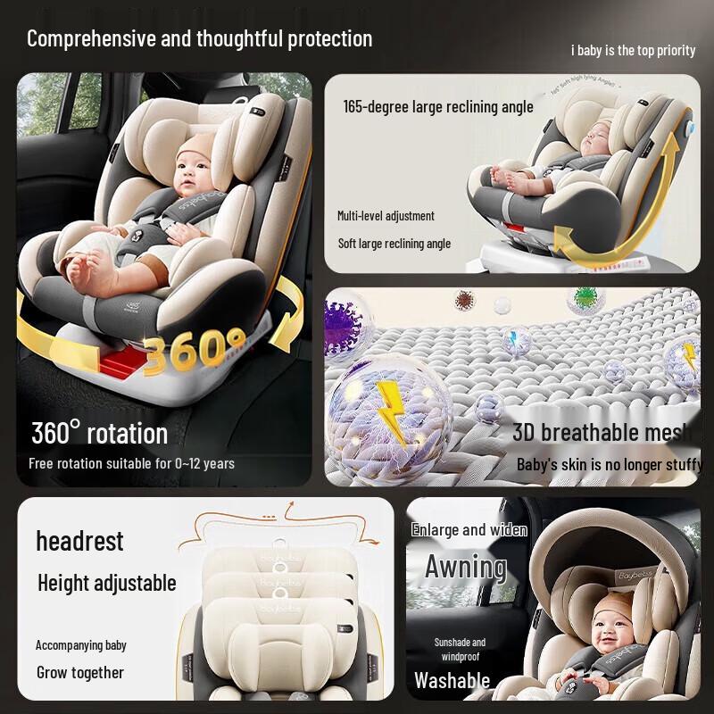 Cadeira de Carro para Bebê Beishi com Rotação de 360 Graus