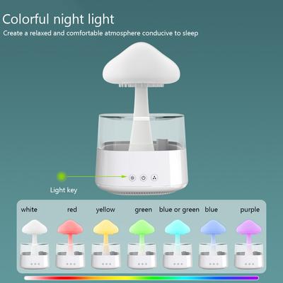 Umidificator de aer de ploaie cu ciuperci Difuzor electric de aromă Distribuitor de mirosuri de nor de ploaie Relaxează-te Picături de apă Sunete Lumini colorate de noapte