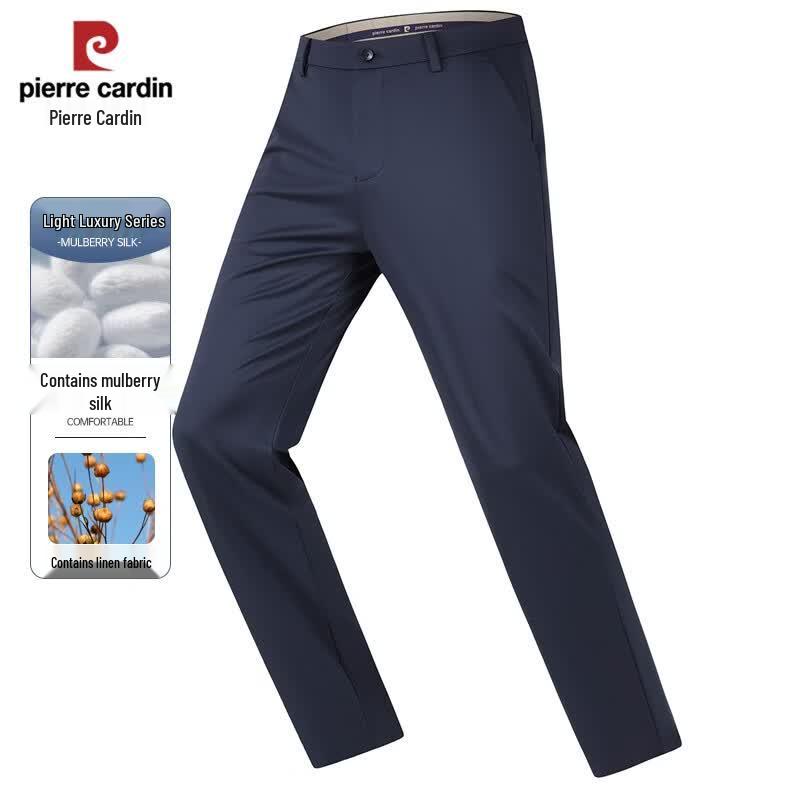 Pierre Cardin Men s Silk Blend Straight Business Casual Trousers 33