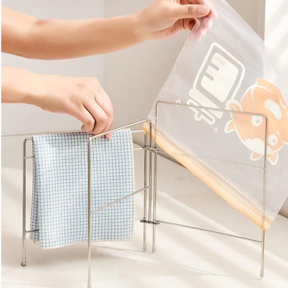 Stainless Steel Kitchen Dishcloth Rack Drain Function Space Saving Dishwashing Cloth Storage Vertical Design Kitchen Drying Rack