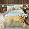 Starfish Bedspread Queen/Full Cute Ocean Creatures Quilted Coverlet 2/3 Piece Tropical Beach Theme Bedding Set for Teens Adult