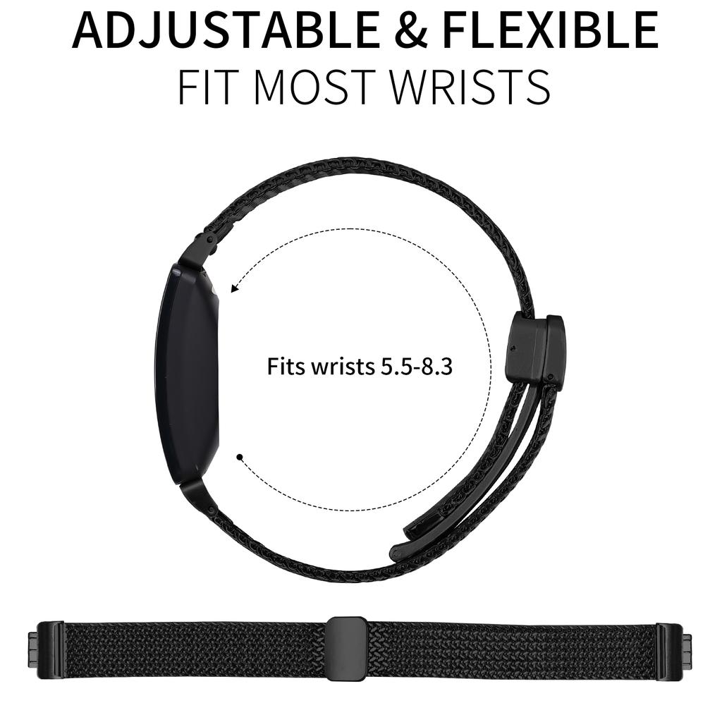 Milanese Stainless Steel Band for Fitbit Inspire HR/Inspire 2/Inspire Herringbone Black Watch Strap