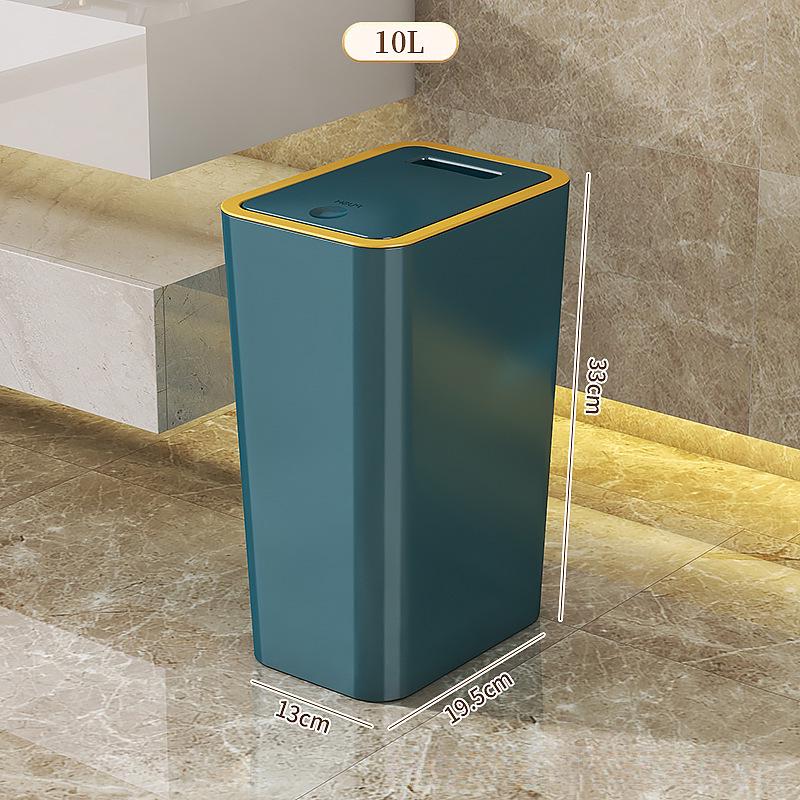 Large Capacity Narrow Push-Top Trash Can with Lid for Bathroom and Toilet