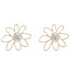 Vintage irregular openwork flower diamond earrings, exaggerated design, fashionable gold lava line stud earrings