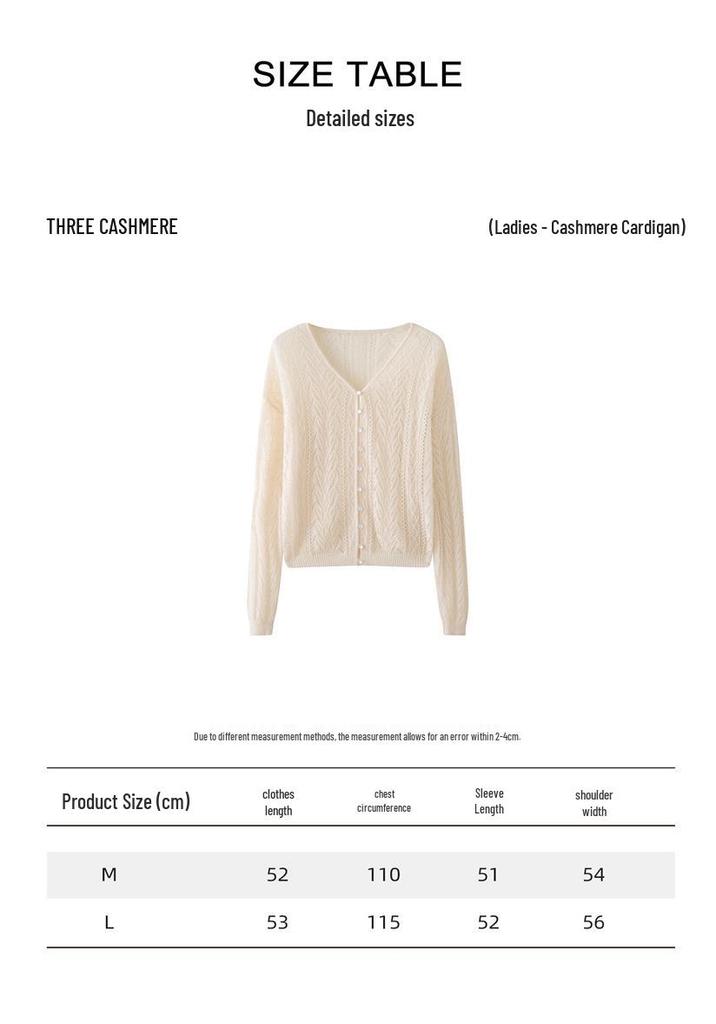 Women's Cashmere Silk V-Neck Hollow Out Cardigan Sweater Cover-Up