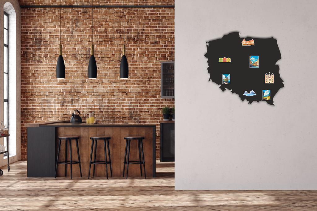 Magnetyczna tablica samoprzylepna mapa Polski na magnesy z podróży 48x52