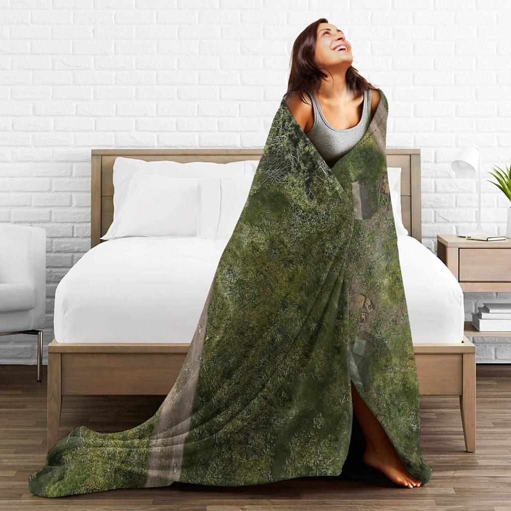 Comfortable Grass Battlemat Blankets Warm Soft Comfortable Plush Throw Blanket For Kids Home Decor Flannel Bedspread Bed Cover