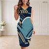 Women Plus Size V Neck Sleeveless Printed Bodycon Midi Dress
