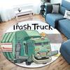 Trash Truck Round Area Rug,Carpet Rug for Living Room Bedroom Sofa Playroom Decor,Non-slip Floor Mat